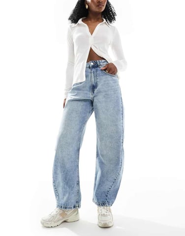 ASOS DESIGN slim barrel jeans in light blue