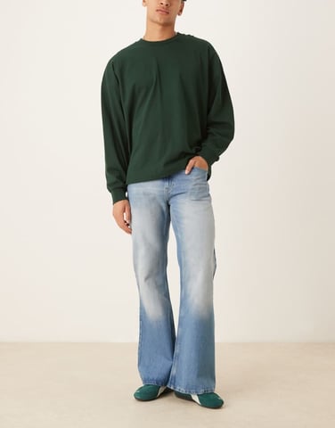 ASOS DESIGN wide flare jeans in vintage wash