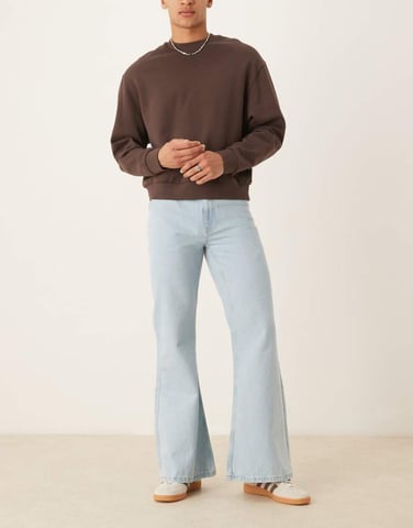 ASOS DESIGN wide flare jeans in bleached blue