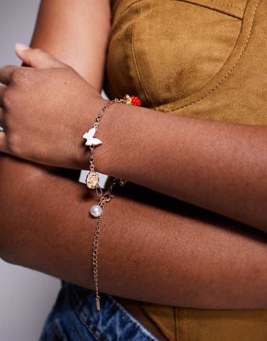 ALDO berrylove strawberry charm bracelet in gold