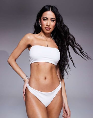 ASOS DESIGN Maya mix and match sleek bandeau bikini top in white
