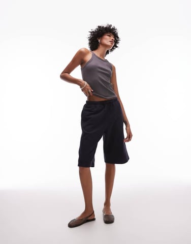 ARKET drawstring jersey bermuda shorts in dark blue