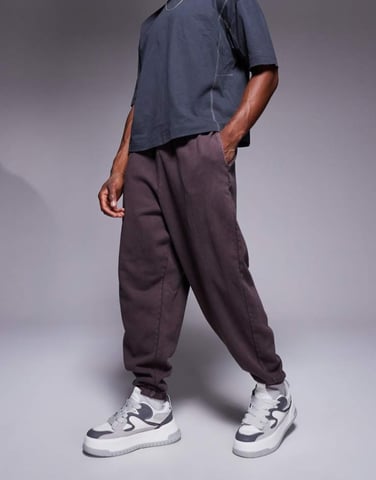 ASOS DESIGN oversized joggers in washed dark brown