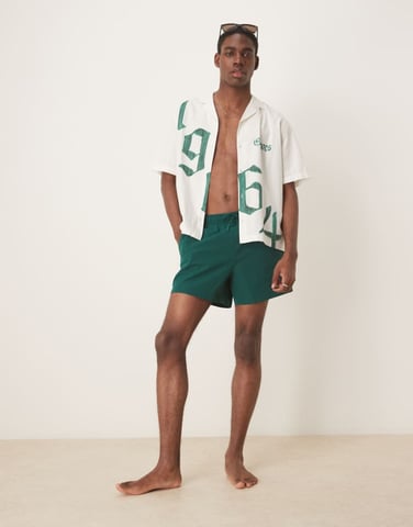 Abercrombie & Fitch swimwear 5\\" seersucker short in green"