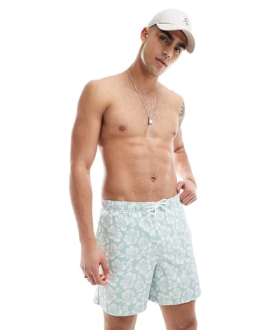 Hollister Y2K swim short in light blue floral print