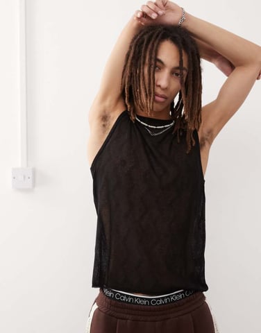 COLLUSION festival knitted tank in black