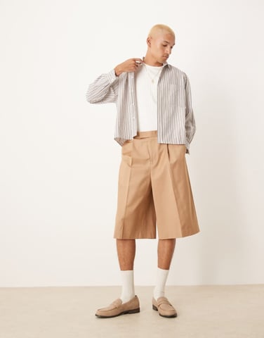 ASOS DESIGN smart oversized bermuda shorts in stone