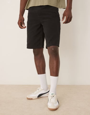 ASOS DESIGN long length carpenter shorts in black