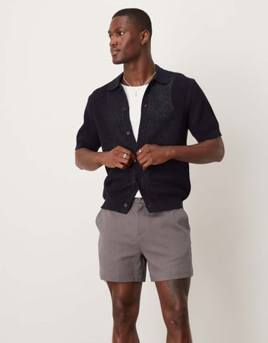 ASOS DESIGN shorter length textured short in grey