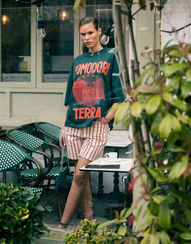 Topshop denim jort in red stripe