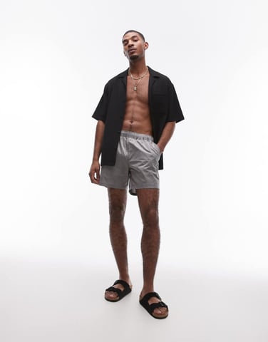 Topman metal swim short in charcoal