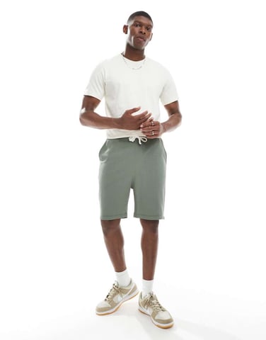 ASOS DESIGN oversized waffle textured short in green