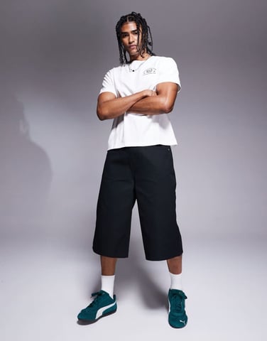 ASOS DESIGN longer length shorts in black