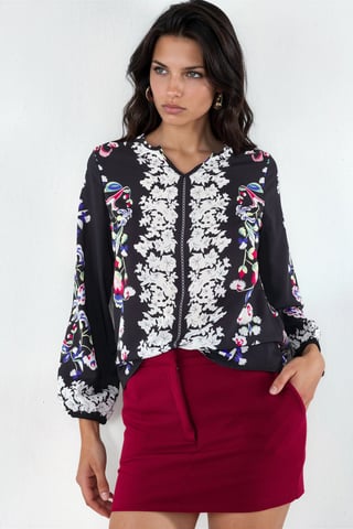 Floral V-neck Crepe Blouse