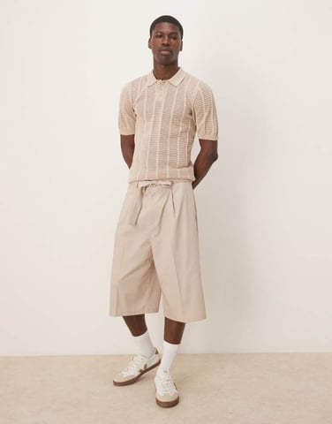 ASOS DESIGN textured polo in taupe