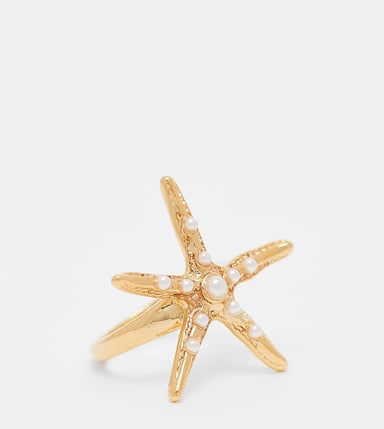 Orelia gold plated statement starfish ring in pale gold