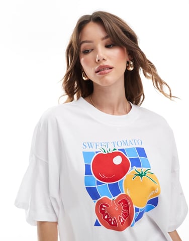 ONLY tomato crop t-shirt in white