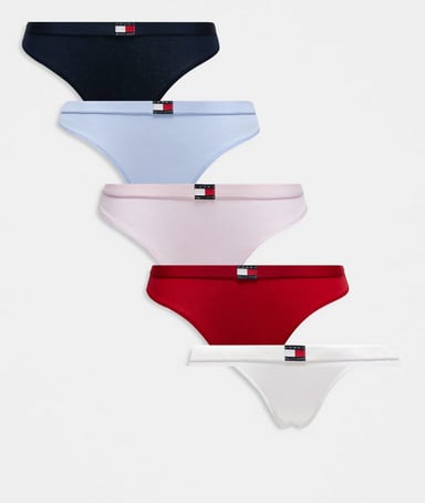 Tommy Hilfiger 5 pack flag thongs in white/red/pink/blue/navy