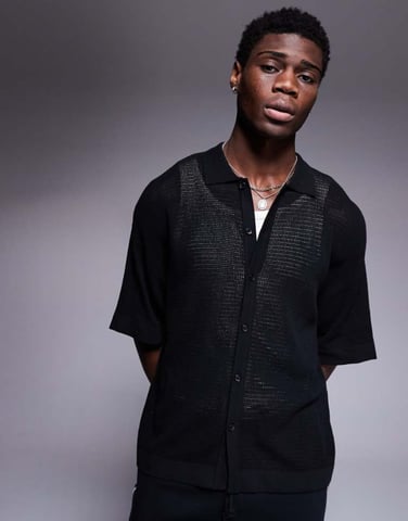 ADPT crochet shirt in black