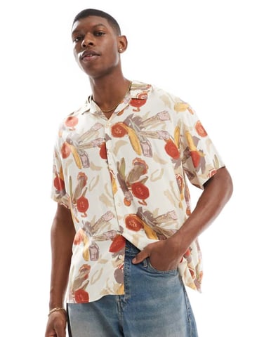 Jack & Jones revere collar shirt in fruit print