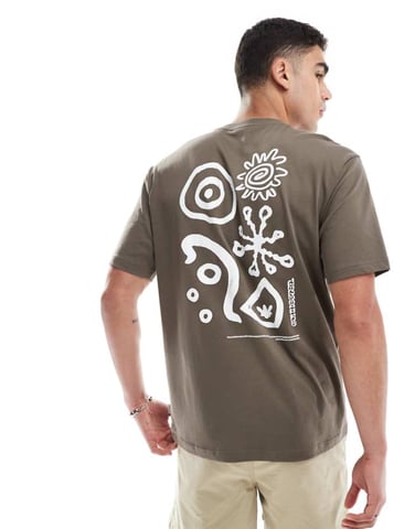 ONLY & SONS oversized fit t-shirt with ancient back print in brown