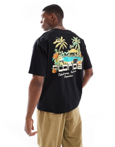 ASOS DESIGN oversized t-shirt with summer graphic in black