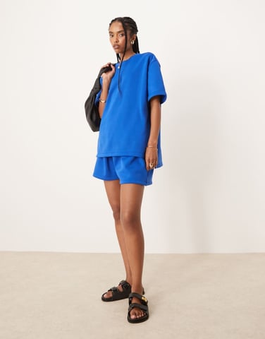 ASOS DESIGN matchande sweatshirt t-shirt i blå