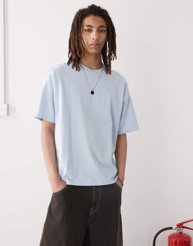 Weekday Great boxy fit t-shirt in light blue