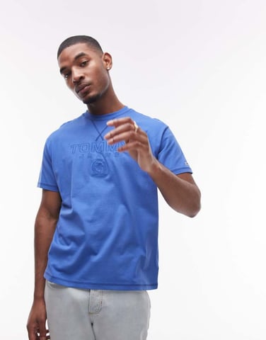 Tommy Jeans tonal crest t-shirt in blue