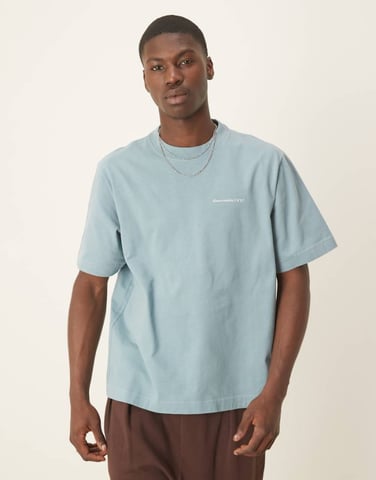 Abercrombie & Fitch premium logo t-shirt in blue