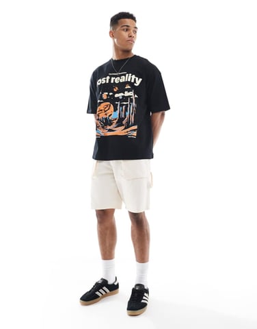 ASOS DESIGN oversized t-shirt with scenic graphic in black