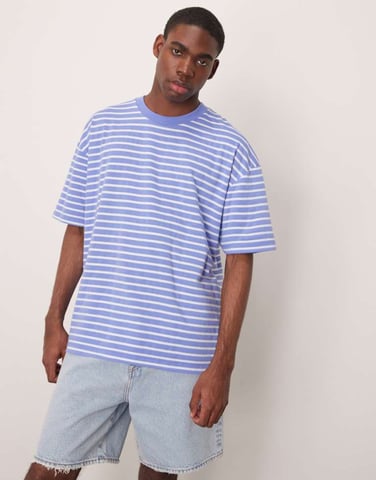ASOS DESIGN oversized t-shirt in blue and white stripe