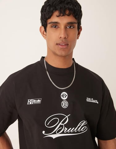 ASOS DESIGN heavyweight oversized t-shirt with script print in black