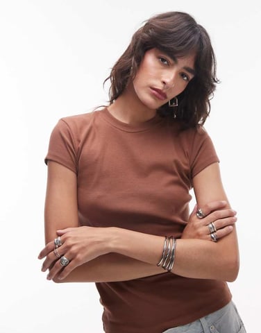Topshop everyday tee in brown