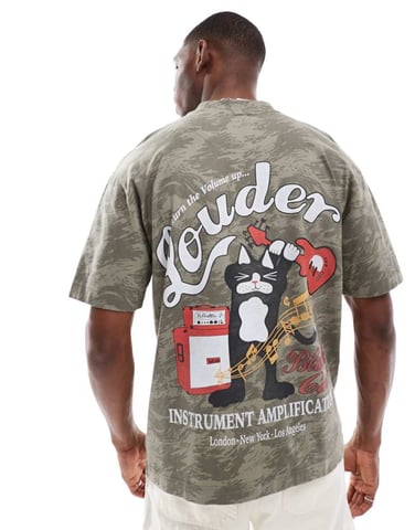 Hollister boxy oversized pet motif t-shirt in green