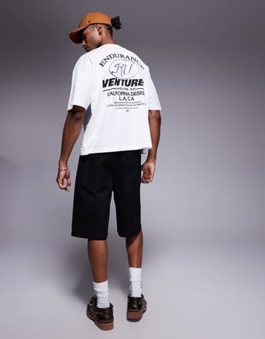 ASOS DESIGN boxy oversized t-shirt with text graphic in white