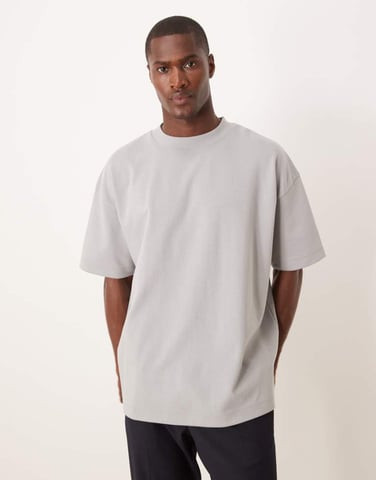 ASOS DESIGN heavyweight oversized t-shirt in grey soft touch