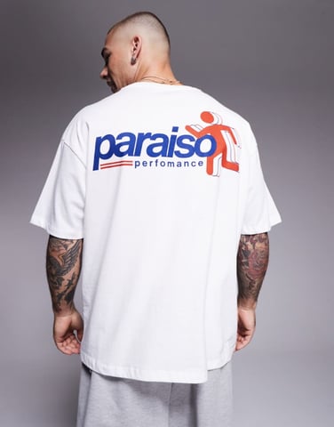 ASOS DESIGN oversized t-shirt with sports graphic in white