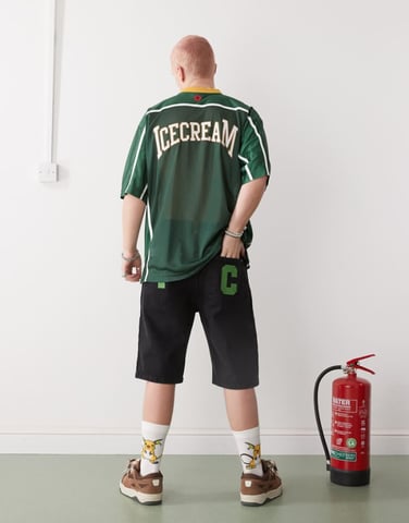 ICECREAM cherry applique football jersey in green