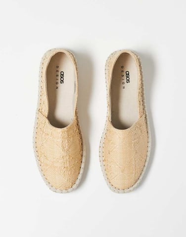 ASOS DESIGN weave espadrille in stone