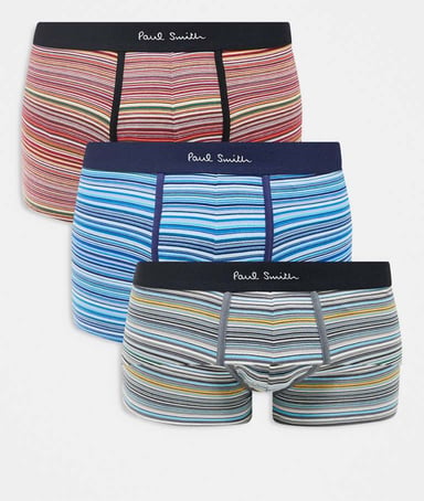 Paul Smith 3 pack logo trunks in multi stripe