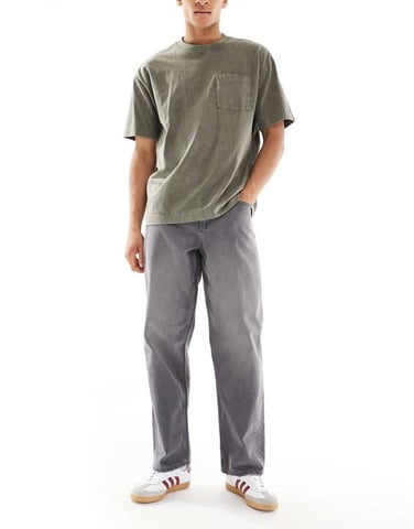 ASOS DESIGN baggy jeans in washed grey