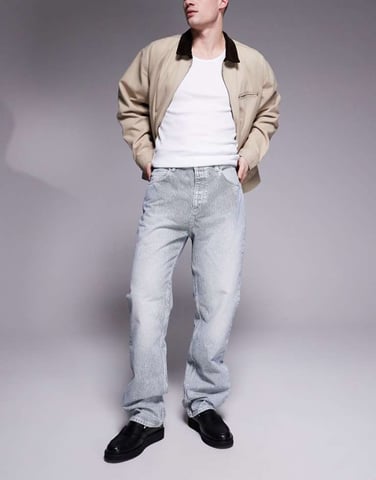 Hugo Blue Nate baggy fit jeans in light blue