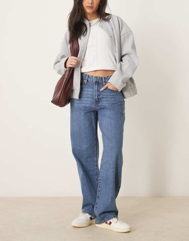 Gina Tricot lågmidjade baggy jeans i mellanblått