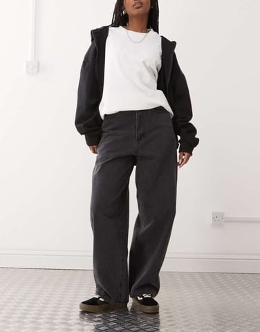 Obey Leah baggy denimjeans i svart tvätt