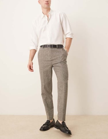 ASOS DESIGN smart tapered fit wool mix trousers in charcoal