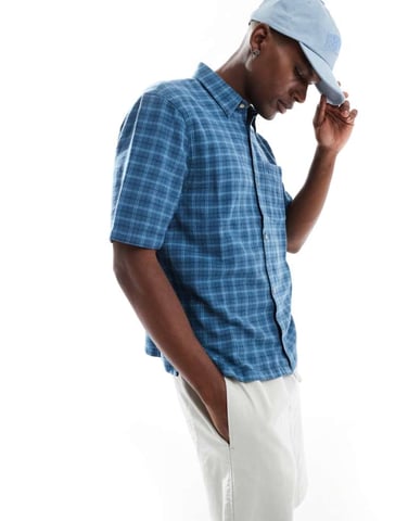 Hollister Y2K short sleeve shirt in black check print