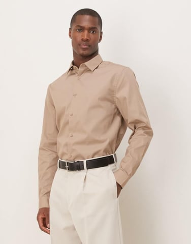 ASOS DESIGN formell lättstruken regular skjorta i brun