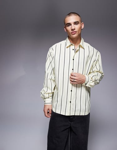 ASOS DESIGN oversized stripe shirt in yellow