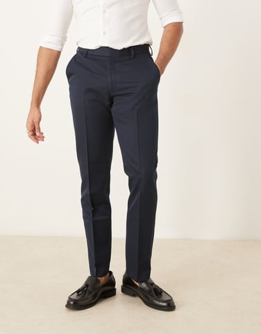 ASOS DESIGN tailored slim fit trousers in navy
